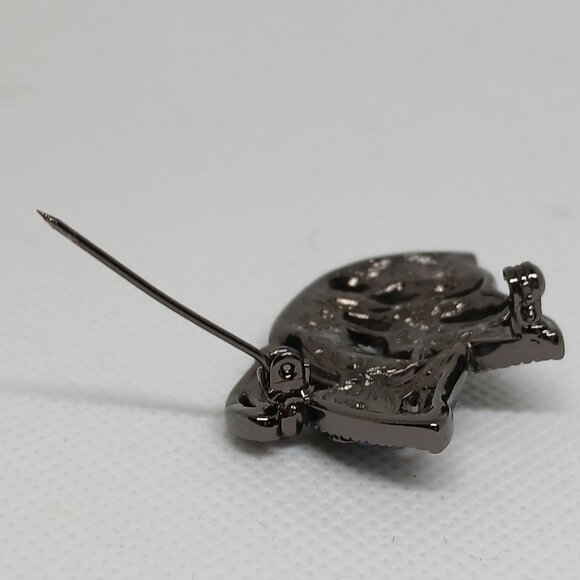 Vintage Gunmetal Black & Purple Faux Stone Butterfly Pin Brooch #2W - Picture 5 of 7